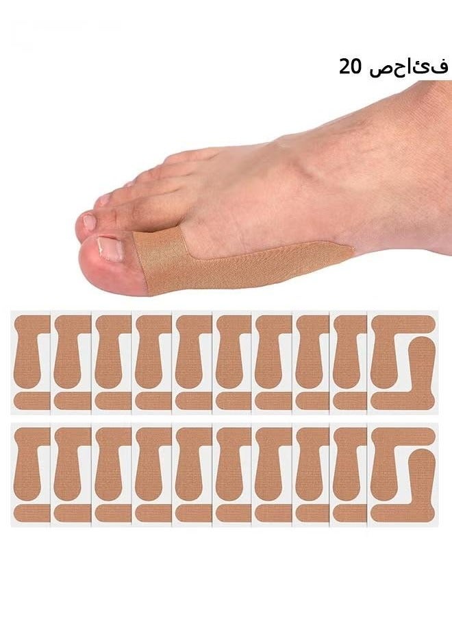 Generic 20 Pairs Big Toe Valgus Orthotics Bunion corrector，for overlapping Toes, Self-Adhesive Toe Brace Big Toe Straighteners, Breathable Toe Corrector Big toe valgus orthotics - Image 1