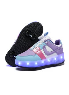 Childrens Invisible Four-Wheel Roller Skates Womens Kids Walking Shoes Mens Kids Scooters Retractable Single Row Wheel Skates 385 purple four-wheel [16 kinds of lights]]