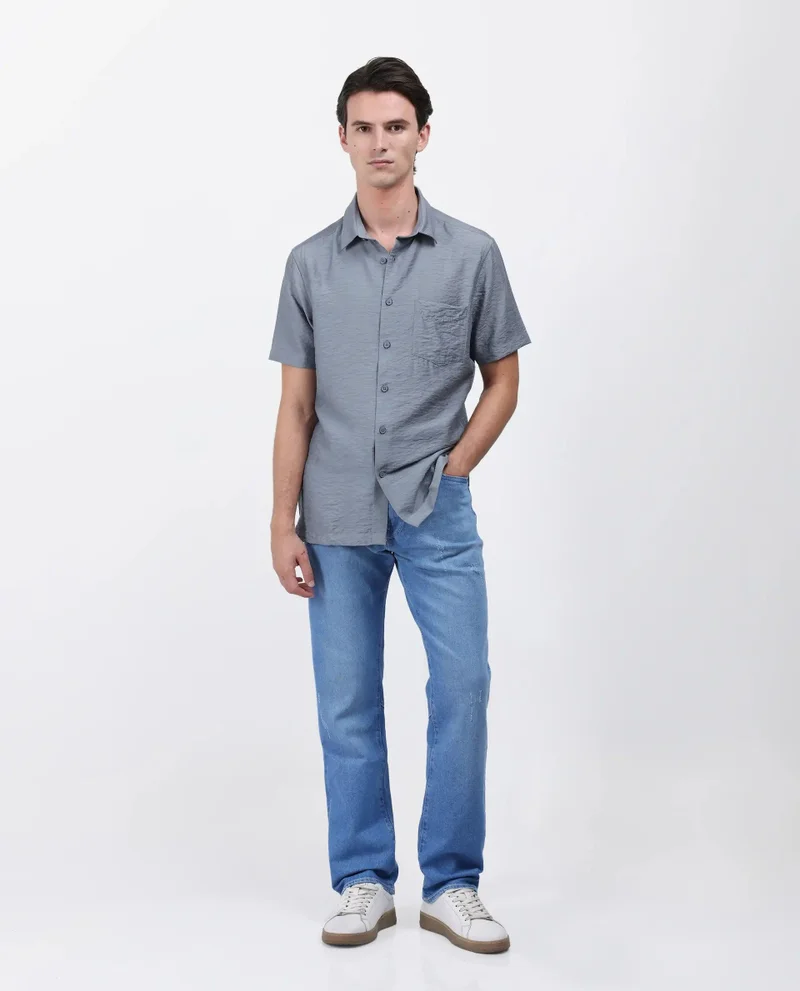 Rare Rabbit Men's Regular Fit Solid Shirt With Pocket