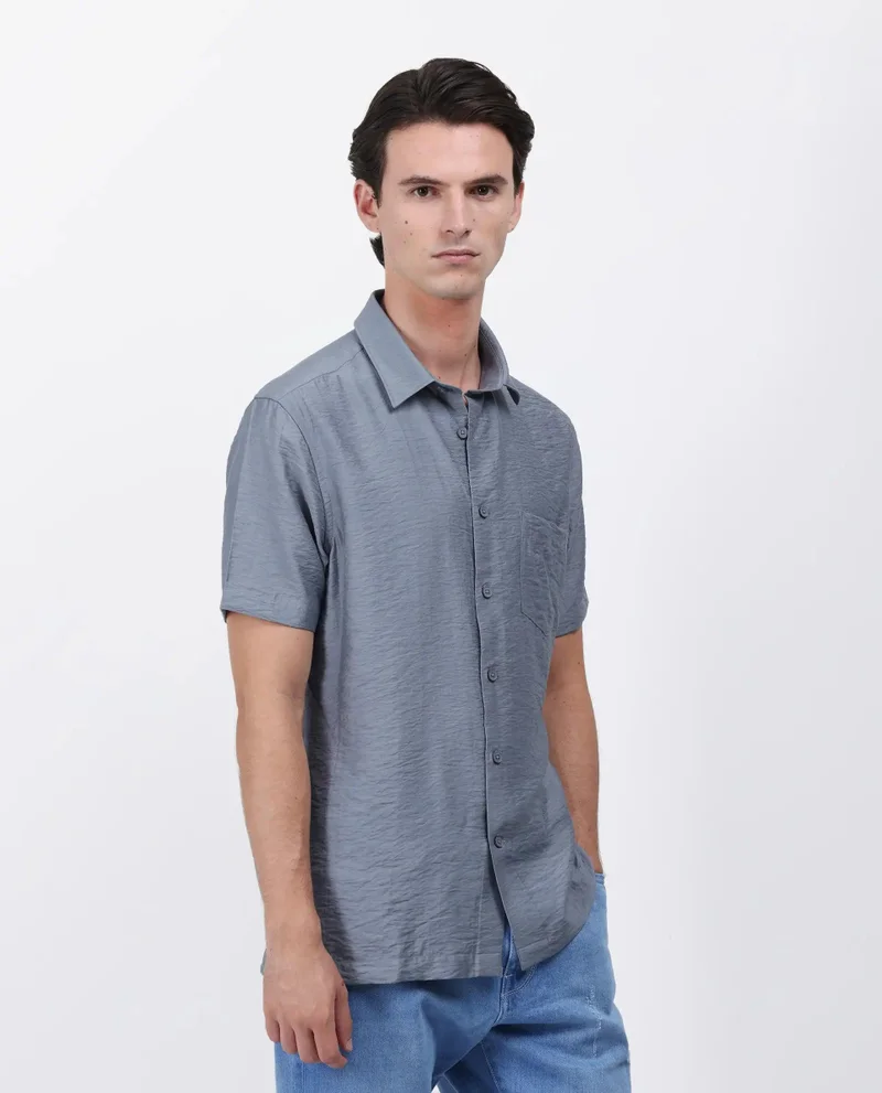 Rare Rabbit Men's Regular Fit Solid Shirt With Pocket