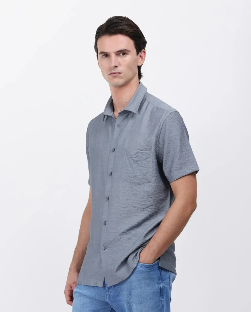 Rare Rabbit Men's Regular Fit Solid Shirt With Pocket