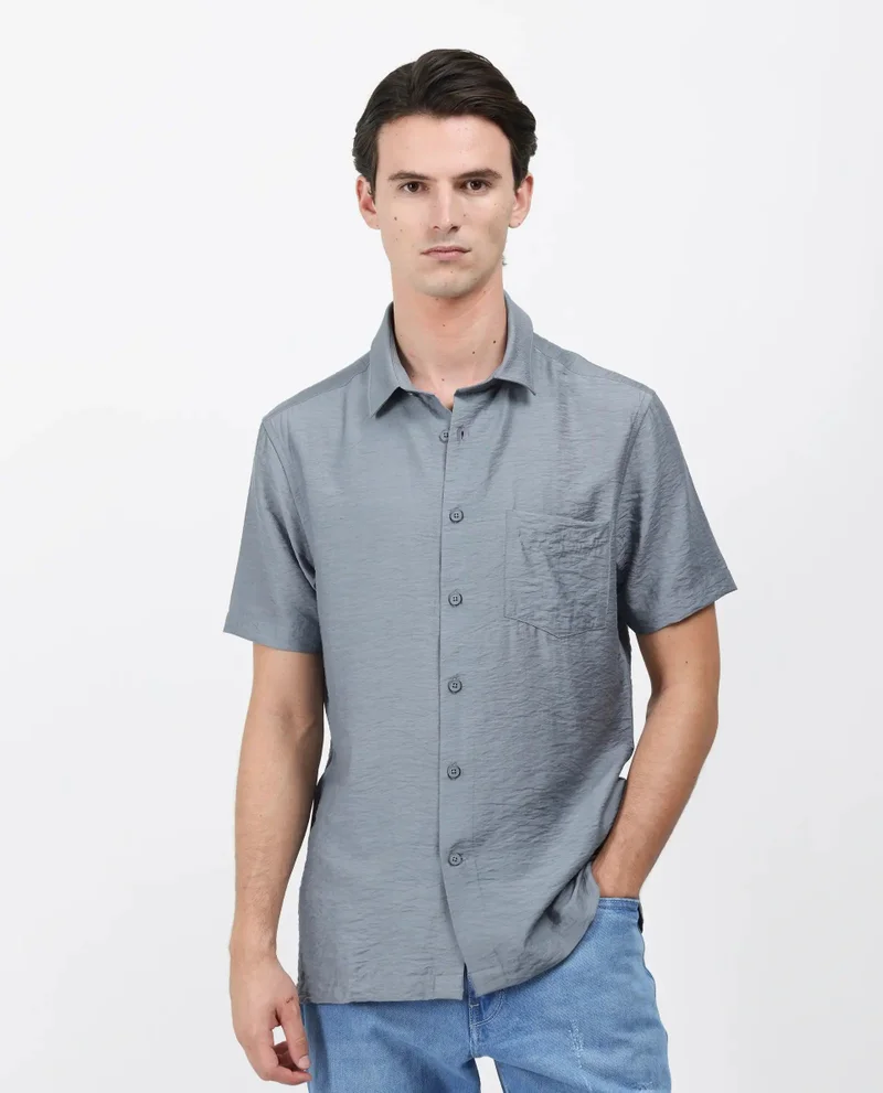 Rare Rabbit Men's Regular Fit Solid Shirt With Pocket