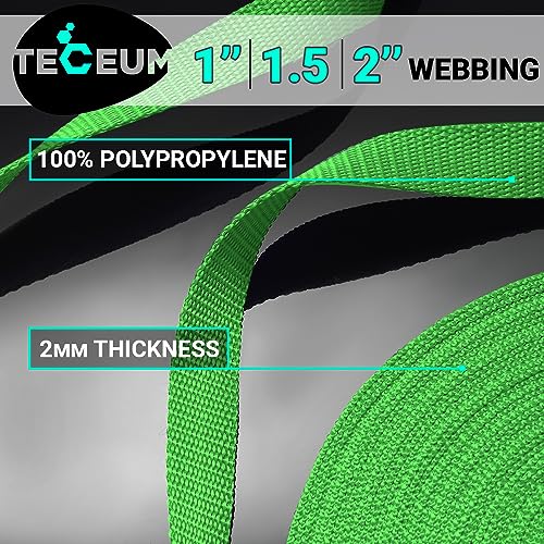 TECEUM 1 Inch Webbing – Grass Green – 25 Yards – 1” Webbing for Climbing Outdoors Indoors Crafting DIY - Image 2