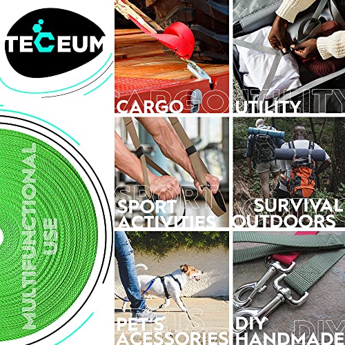 TECEUM 1 Inch Webbing – Grass Green – 25 Yards – 1” Webbing for Climbing Outdoors Indoors Crafting DIY - Image 4