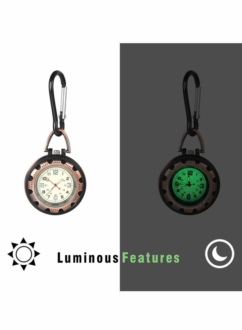 Y&D Men's Pocket Watch, Clip On Fob Backpack Carabiner Belt Watch with Luminous Hands for Hiking or Climbing - Image 4