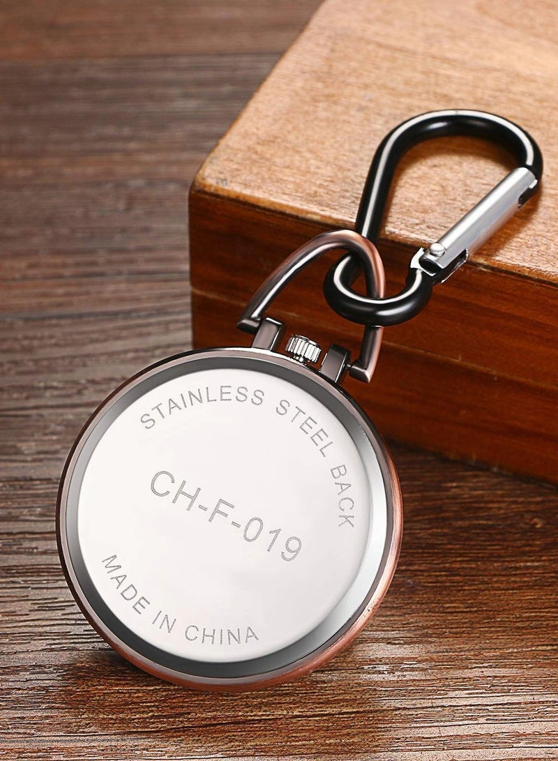 Y&D Men's Pocket Watch, Clip On Fob Backpack Carabiner Belt Watch with Luminous Hands for Hiking or Climbing - Image 3