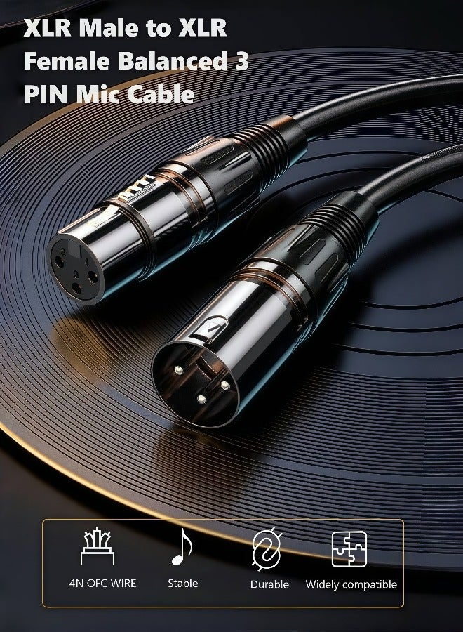ARUWA XLR Cables, Microphone Cables (10 ft 4N OFC WIRE) XLR Male to XLR Female Balanced 3 PIN Mic Cables. Compatible with Preamps Speaker Systems and More, 6MM PVC Jacket  - Image 2