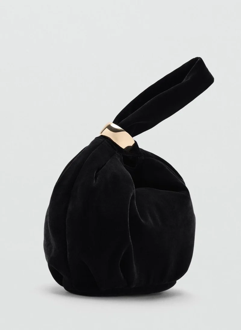 MANGO Velvet handbag with metallic detail