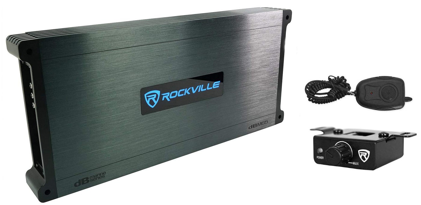Rockville DBM65 2600W Peak 660W RMS 6Channel Marine Amplifier IPX6 Includes Remote Adjustable Crossover PA Mic Perfect for Boats Subwoofers and Marine Audio Systems