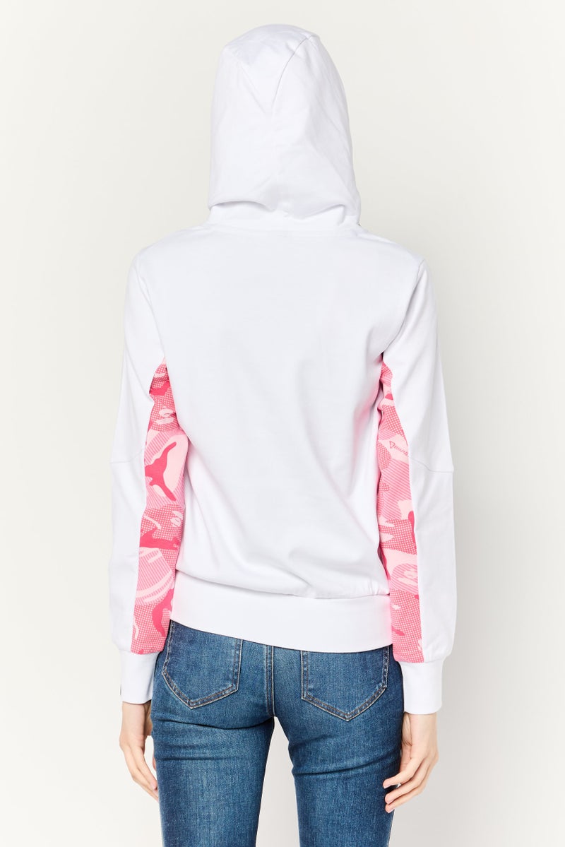 Aape BY *A BATHING APE® هودي بأكمام طويلة وطباعة جرافيك للنساء، أبيض - Image 2
