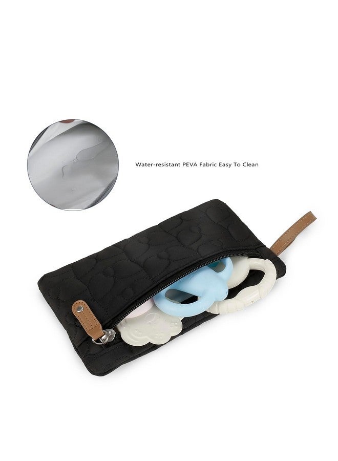 MOMIGO MOMIGO Teething toys Bag - Baby Pacifier Bibs Organize storage Pouch Cover bags for Travel Outdoor (Black) - Image 2