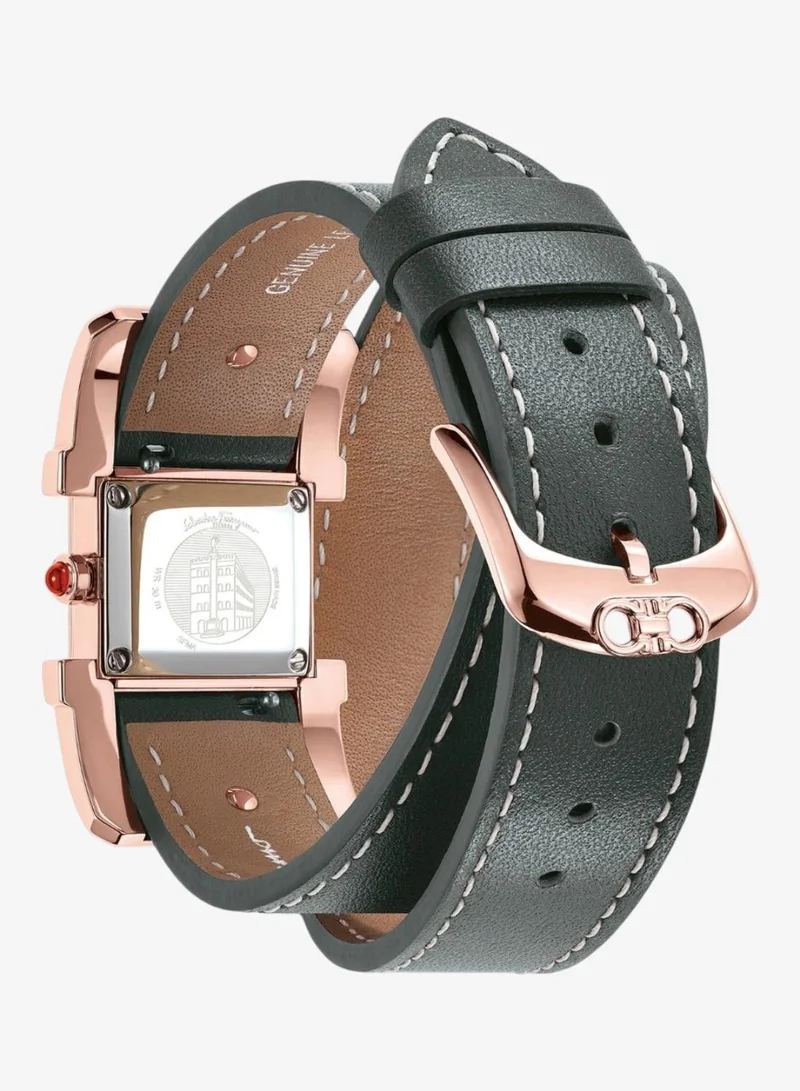 Ferragamo Ferragamo Ingot 19.5 mm Silver Dial Grey Leather Strap Watch