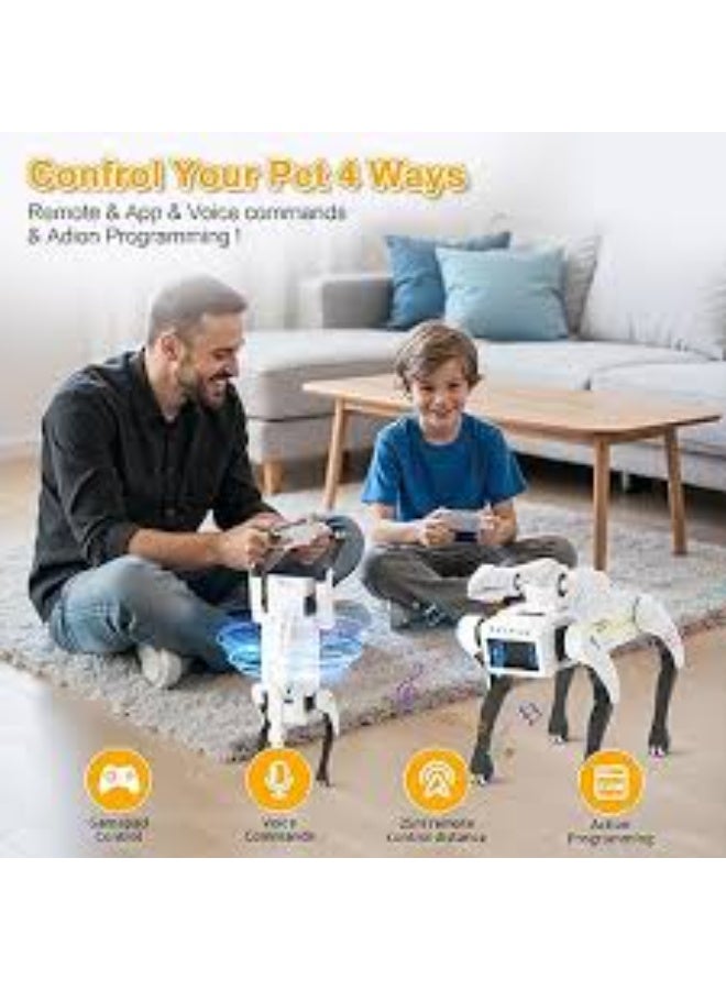 لعبة كلب روبوت ذكية تفاعلية للأطفال، تحكم صوتي وبرمجة عبر تطبيق، أوضاع رقص ومشي وتعلم، روبوت حيوان أليف تعليمي قابل لإعادة الشحن مع صوت وضوء وموسيقى | أبيض - Image 3