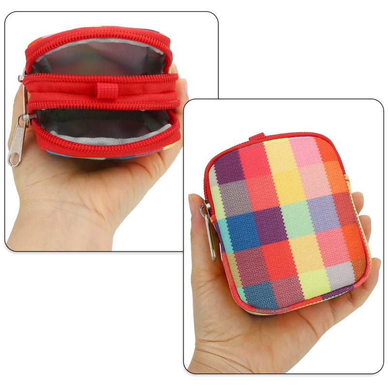 E-Tree Coin Purse with Carabiner Clip, Dual Layer Card Case Holder, Mini Pouch for AirPod Earphone Keychain USB Cable,Wallet, Small Accessories Organizer Bag for Women and Men (Colorful) - Image 5