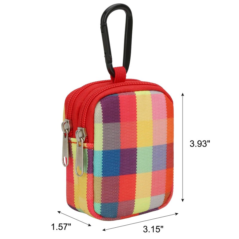 E-Tree Coin Purse with Carabiner Clip, Dual Layer Card Case Holder, Mini Pouch for AirPod Earphone Keychain USB Cable,Wallet, Small Accessories Organizer Bag for Women and Men (Colorful) - Image 3