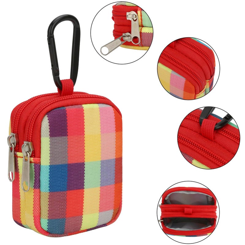 E-Tree Coin Purse with Carabiner Clip, Dual Layer Card Case Holder, Mini Pouch for AirPod Earphone Keychain USB Cable,Wallet, Small Accessories Organizer Bag for Women and Men (Colorful) - Image 4