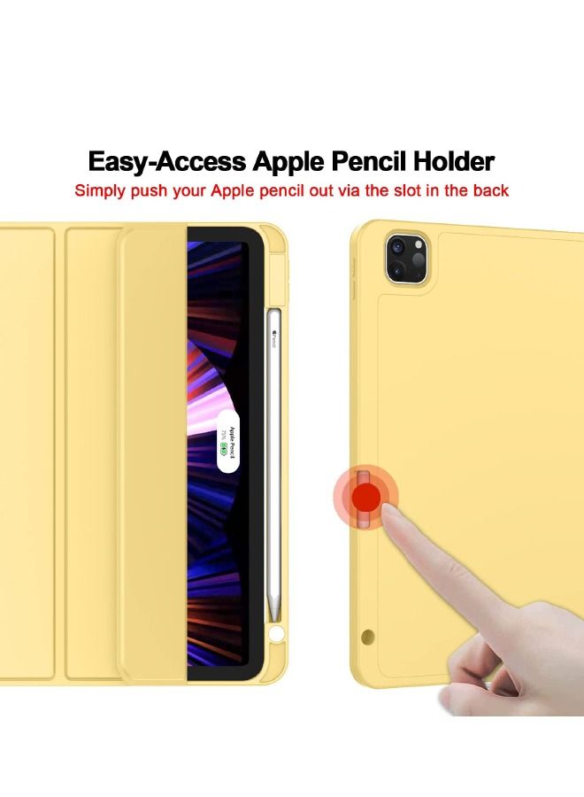 iPad Pro 11 Inch Case 2022(4th Gen)/2021(3rd Gen)/2020(2nd Gen) with Pencil Holder,Smart iPad Case, Support Touch ID and Auto Wake/Sleep, with Auto 2nd Gen Pencil Charging (Yellow) - Image 2