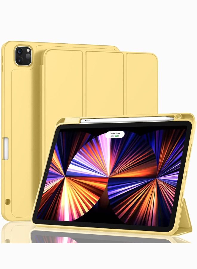 iPad Pro 11 Inch Case 2022(4th Gen)/2021(3rd Gen)/2020(2nd Gen) with Pencil Holder,Smart iPad Case, Support Touch ID and Auto Wake/Sleep, with Auto 2nd Gen Pencil Charging (Yellow) - Image 1