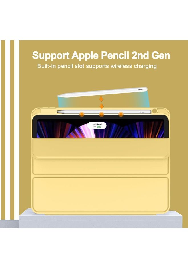 iPad Pro 11 Inch Case 2022(4th Gen)/2021(3rd Gen)/2020(2nd Gen) with Pencil Holder,Smart iPad Case, Support Touch ID and Auto Wake/Sleep, with Auto 2nd Gen Pencil Charging (Yellow) - Image 3