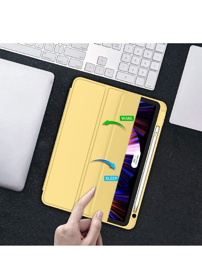iPad Pro 11 Inch Case 2022(4th Gen)/2021(3rd Gen)/2020(2nd Gen) with Pencil Holder,Smart iPad Case, Support Touch ID and Auto Wake/Sleep, with Auto 2nd Gen Pencil Charging (Yellow) - Image 4