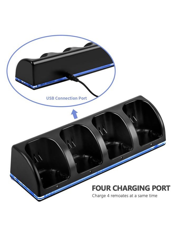 N.C 4-in-1 Charger Station for Wii/Wii U Remote Controller, Charging with 4 Pack 2800mAh Rechargeable Battery Pack+4 Port Charging Station+Plugs+USB Cable,Not Include Remote (Black) - Image 2