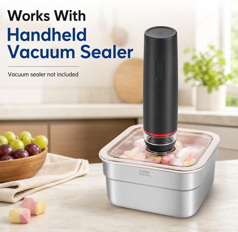 R-PACK Vacuum Sealed Food Storage Container with Air Valve (1000ml)，Works With Handheld Vacuum Sealer Machine(Vacuum Sealer Not Included) - Image 2