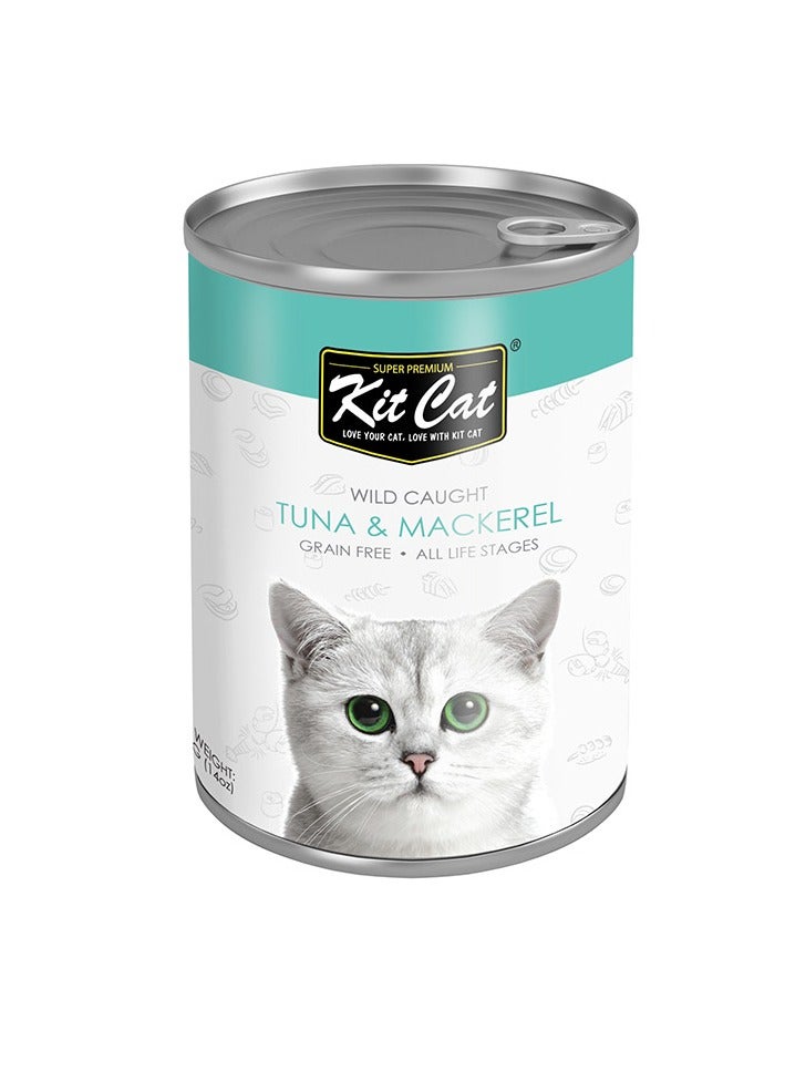 Kit Cat Wild Caught Tuna with Mackerel Canned Cat Food 400g - Image 1