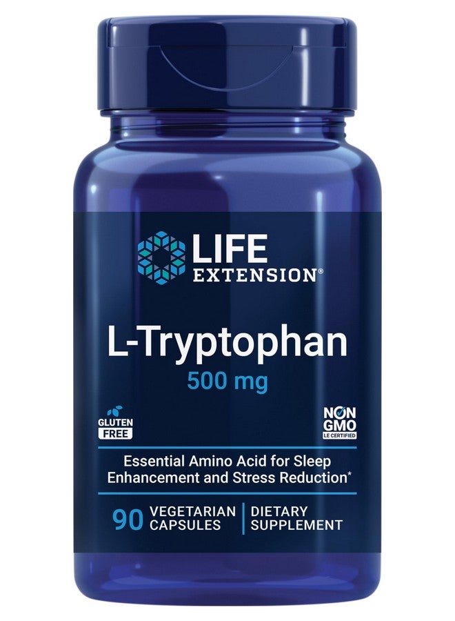 لايف إكستنشن Life Extension L-Tryptophan، 500 مجم، يشجع مستويات السيروتونين الصحية ويعزز النوم الصحي والمزاج والاستجابة للتوتر والشبع، خالٍ من الجلوتين وغير معدّل وراثيًا، نباتي، 90 كبسولة - Image 1