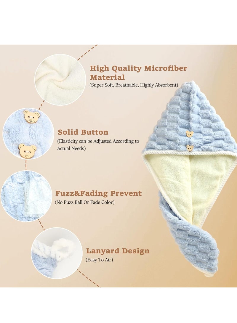 KASTWAVE Microfiber Hair Towel, 4 Pcs Anti Frizz Hair Drying Towel for Girls Fast Drying, Hair Turban with Adjustable Button, Hair Towel Wrap for Women Wet Hair, Perfect for Home or Travel Use - Image 4