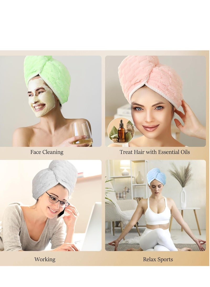 KASTWAVE Microfiber Hair Towel, 4 Pcs Anti Frizz Hair Drying Towel for Girls Fast Drying, Hair Turban with Adjustable Button, Hair Towel Wrap for Women Wet Hair, Perfect for Home or Travel Use - Image 5
