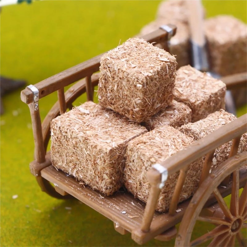mini hay Bales 28/56pcs Mini Natural Hay Bale Straw Blocks Dollhouse Farm Garden Party Photo Prop(01,28pcs) - Image 2
