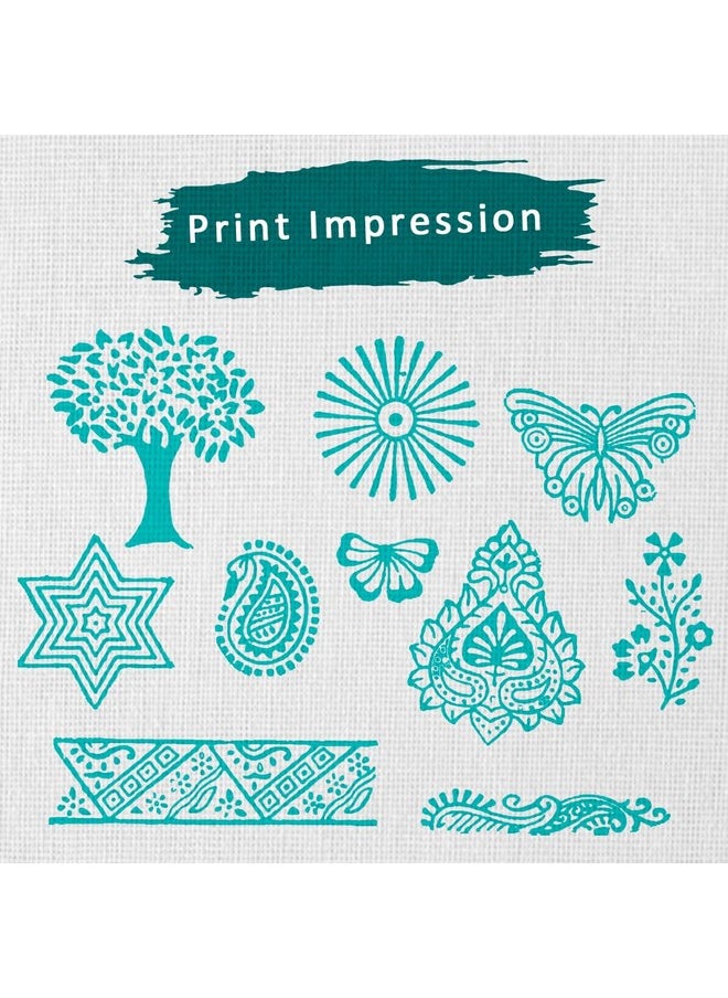 Hashcart Wooden Stamp Block, Printing Stamp Design Set | Block For Printing Saree Border | Dresses, Craft Card Making, Scrapbook, Clay Pottery | Set Of 10  - Image 3