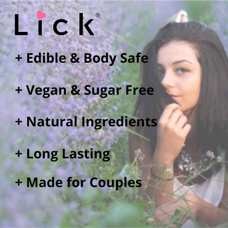 LICK زيت تدليك بنكهة اللافندر للأزواج - لوشن تدليك قابل للأكل مع فيتامين E وزيت اللوز الحلو وزيت جوز الهند غير لزج ولطيف على البشرة - طبيعي ومريح ونباتي (4 أونصات) - Image 2