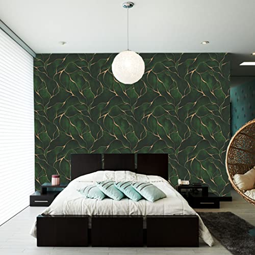 WallDaddy Green & Golden Marble Wallpaper for Kitchen Waterproof and Oil Proof | Kitchen Wallpaper Foil Wallpaper Size (40x200) CmKitchen Shelf Wallpaper Wall Stickers for Kitchen Wall Chimney - Image 4