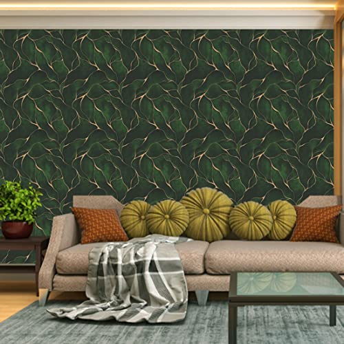 WallDaddy Green & Golden Marble Wallpaper for Kitchen Waterproof and Oil Proof | Kitchen Wallpaper Foil Wallpaper Size (40x200) CmKitchen Shelf Wallpaper Wall Stickers for Kitchen Wall Chimney - Image 3