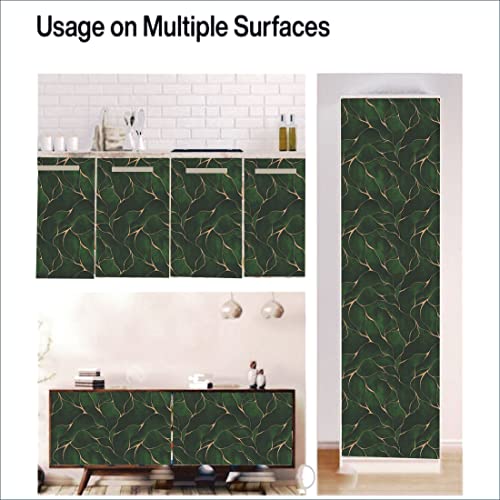 WallDaddy Green & Golden Marble Wallpaper for Kitchen Waterproof and Oil Proof | Kitchen Wallpaper Foil Wallpaper Size (40x200) CmKitchen Shelf Wallpaper Wall Stickers for Kitchen Wall Chimney - Image 5