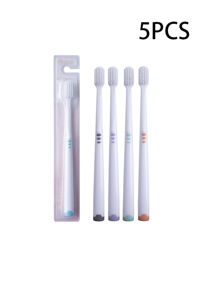 Generic 5Pcs Soft Bristle Toothbrush for Adults Mixed Color Oral Care Brushes Designed for Plaque Removal for Home Dormitory Travel  - Image 1