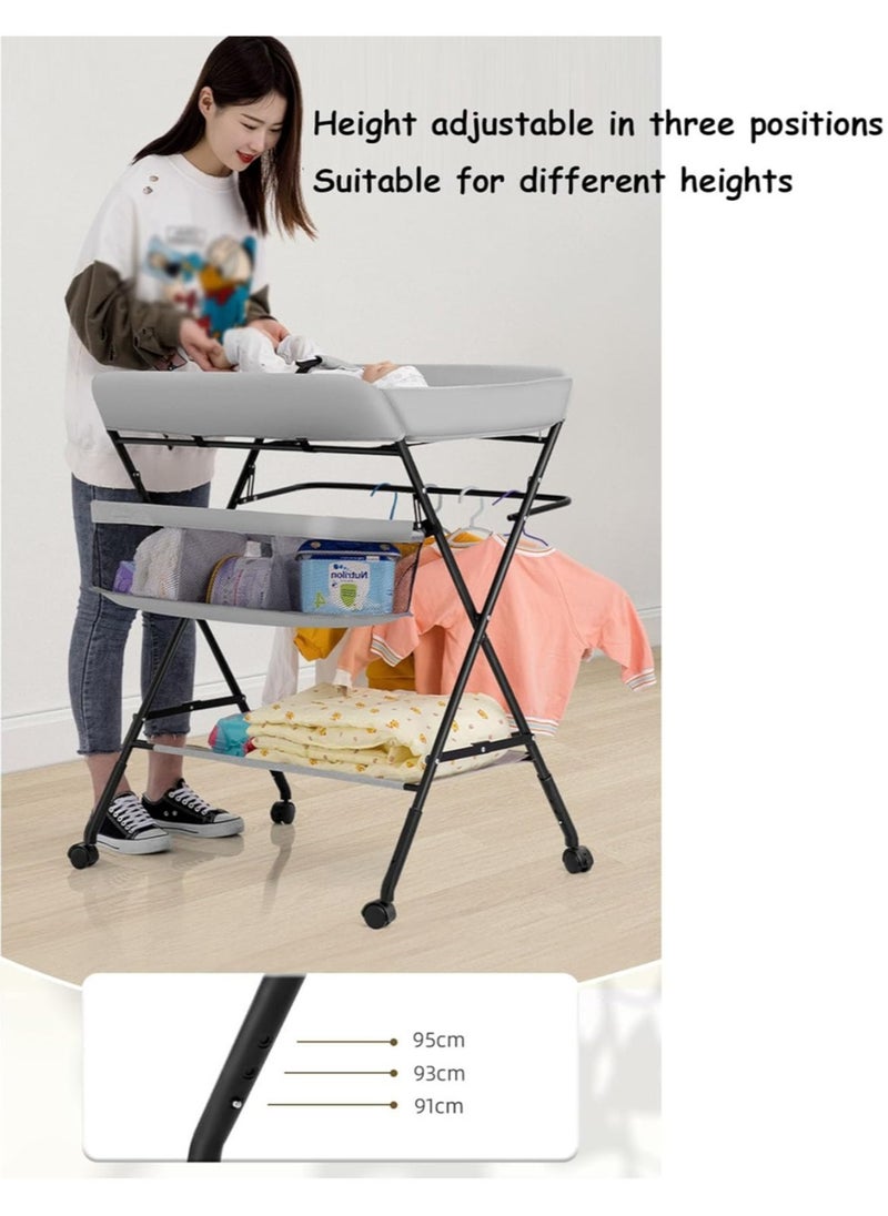 Baby Changing Table,Foldable, Portable,With Wheels, Height Can Be Adjusted In Three Steps,Waterproof Diaper Changing Table Pad Topper - pzsku/ZD7E49417B6965A4FFDF9Z/45/_/1705132584/76873fdd-2bec-4068-9dc0-5b06ccb79554