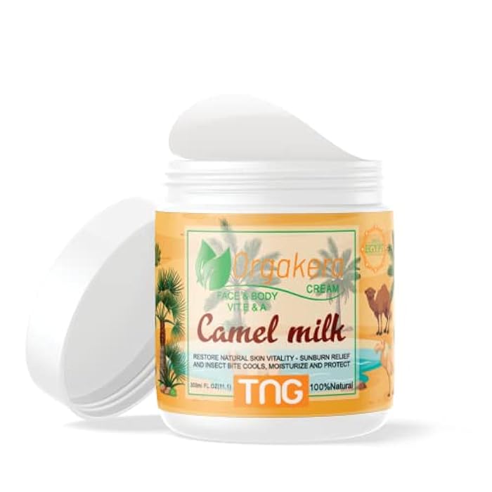 cream face & body vit.e&a (camel milk) restore natural skin vitality- sunburn relief and insect bite cools, moisturize and protect 100% natural -300ml