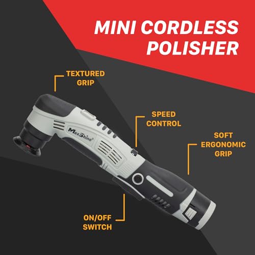 Maxshine Professional Mini Cordless Polisher (M0312 V2) - Portable, Lightweight (1.93 lbs), 6-Speed DA/Rotary Polisher for Auto Detailing, Scratch & Swirl Repair, Paint Protection, Gloss & Shine - Image 5