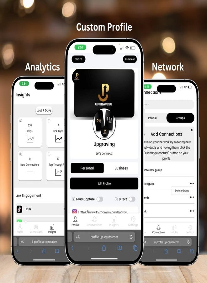 Upgraving Customizable Black Metal Digital Business Card for Networking - NFC Digital Business Card with QR Code - Tap to Share Technology - No App or Subscription Required (Black)- powered by Upgraving - Image 4