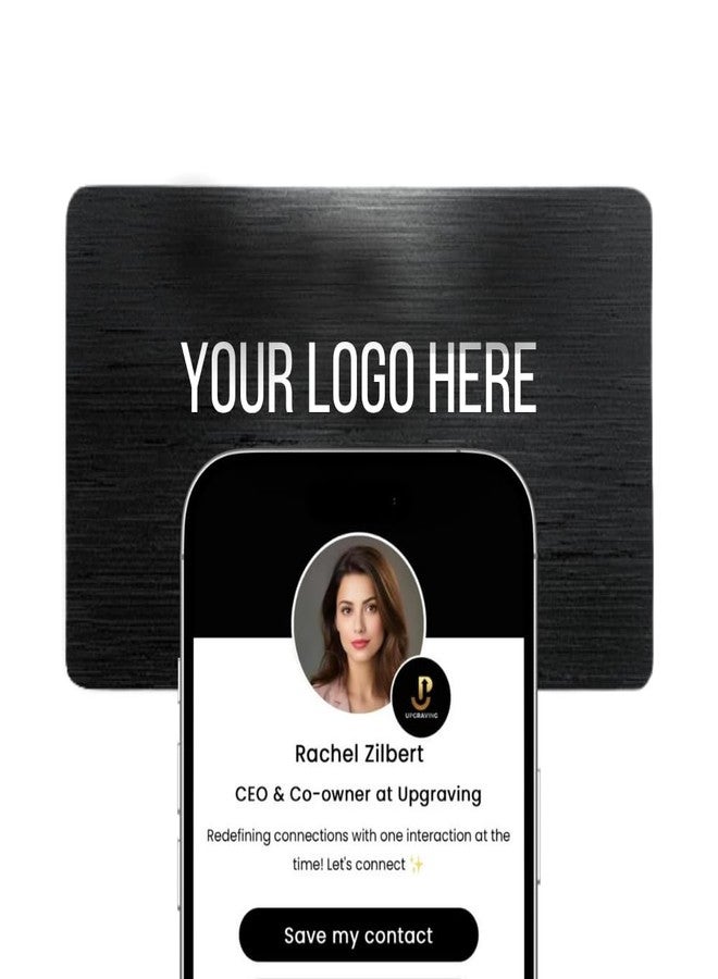 Upgraving Customizable Black Metal Digital Business Card for Networking - NFC Digital Business Card with QR Code - Tap to Share Technology - No App or Subscription Required (Black)- powered by Upgraving - Image 1