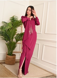 FULL JOY Long dress with elegant design and distinctive material with long sleeves  - Image 4