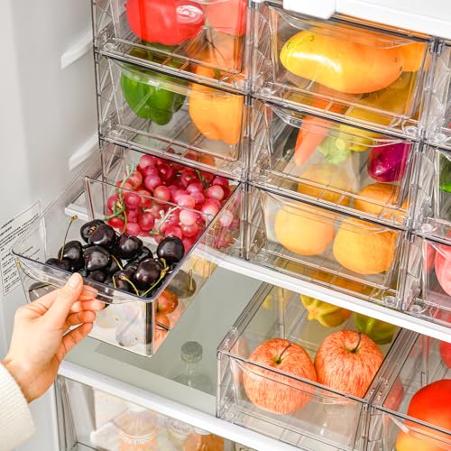 Clemate 8Pack Clear Stackable Kitchen Storage Organizer,Pantry Organizers and Storage,Foods Organizer Bins with Handles, Easily Assemble for Bathroom, Kitchen, Refrigerator, Pantry, Cabinet, Closet - Image 4