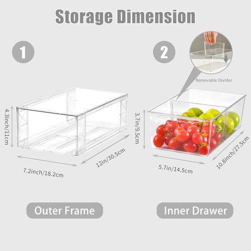 Clemate 8Pack Clear Stackable Kitchen Storage Organizer,Pantry Organizers and Storage,Foods Organizer Bins with Handles, Easily Assemble for Bathroom, Kitchen, Refrigerator, Pantry, Cabinet, Closet - Image 2