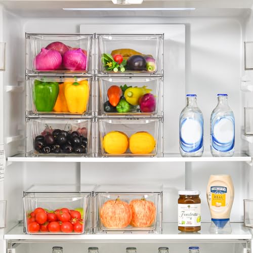 Clemate 8Pack Clear Stackable Kitchen Storage Organizer,Pantry Organizers and Storage,Foods Organizer Bins with Handles, Easily Assemble for Bathroom, Kitchen, Refrigerator, Pantry, Cabinet, Closet - Image 5
