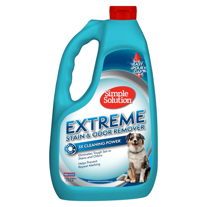 Simple Solution Extreme Pet Stain and Odor Eliminator Spray for Dogs and Cats, Dog Urine Remover, Enzymatic Cleaner, Kitten & Puppy Essentials Pee & Poop Stain Remover for Carpets & Floors, 1 Gallon - Image 1