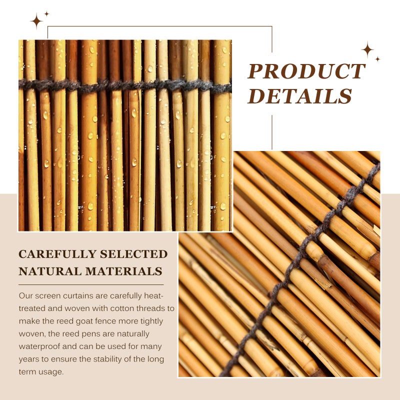 Soulitem Natural Reed Fencing Rolls: Privacy Bamboo Fence 3/4/5/6ft High Roll Reed Screen, Decorative Bamboo Fencing for Outdoor Balcony Patio Garden Backyard,with Cable Zip Ties(Coffee, 2.6x6.6ft) - Image 3