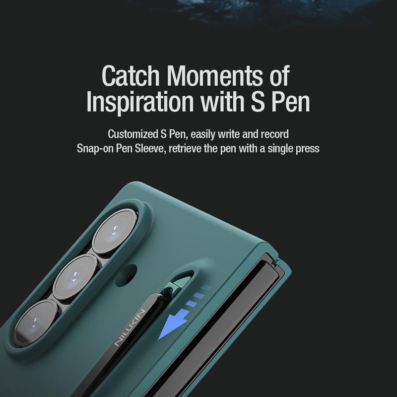 Nillkin For Samsung Galaxy Z Fold7 5G Fold Liquid Silicone Pc Phone Case With Stylus(Green) - Image 5
