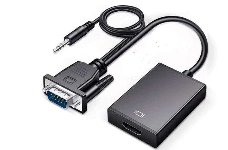 VGA to HDMI Male to Female Adapter, 1080P Full Resolution, with 3.5mm Audio Cable and USB Cable, Black for PC, Monitor, Projector, TV - Image 1